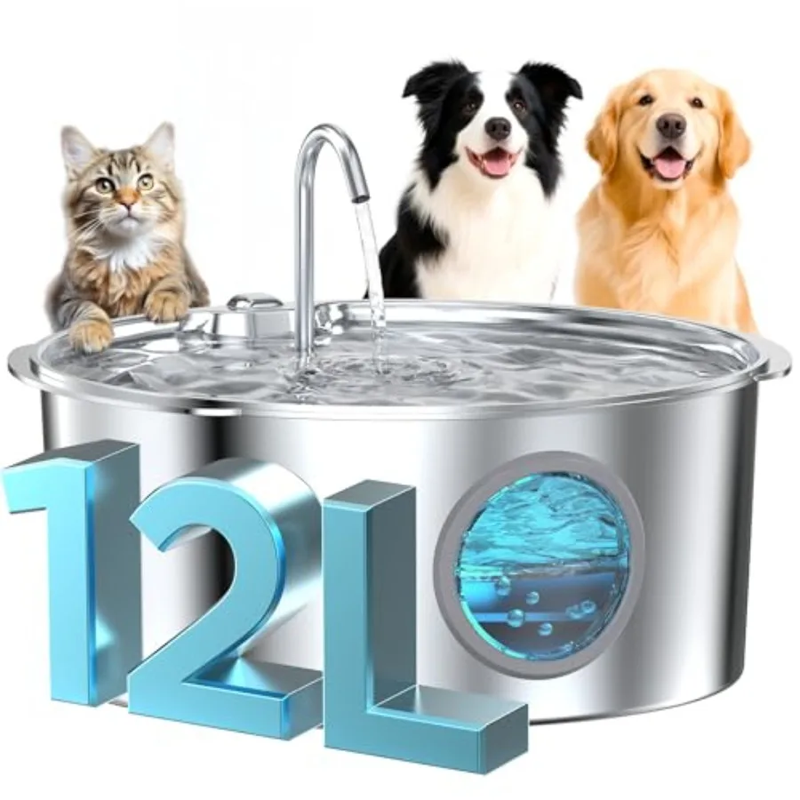 Dog Water Fountain for Large Dogs: Stainless Steel, Silver, 3.2Gal/406oz/12L Super Quiet with Visual Water Level - Great for La
Dog Water Fountain for Large Dogs: Stainless Steel, Silver, 3.2Gal/406oz/12L Super Quiet with Visual Water Level - Great for La