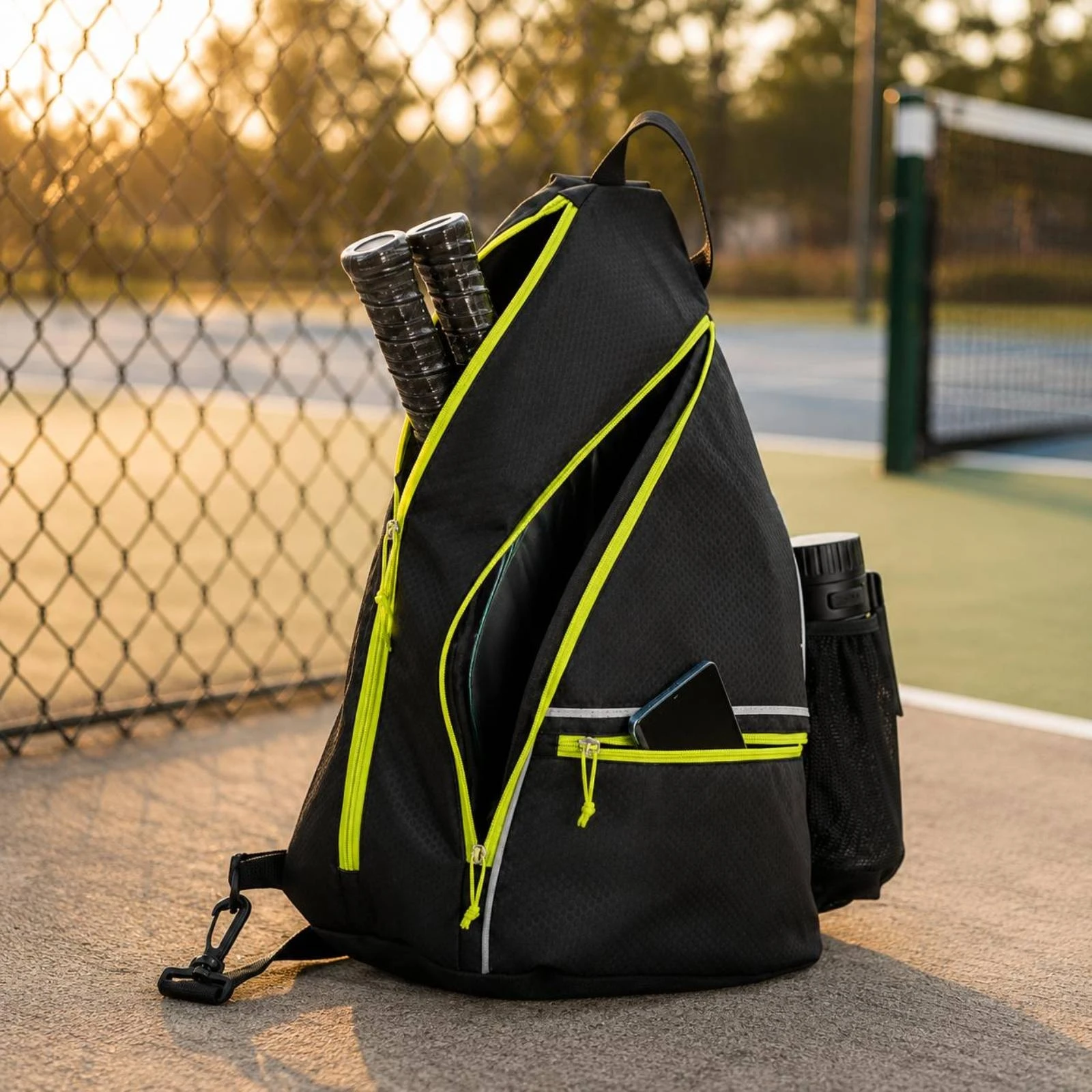 Pickleball Backpack Mesh Pocket Athletic Item Breathable Sports Rucksack Black with Green Trim for Practice Days
Pickleball Backpack Mesh Pocket Athletic Item Breathable Sports Rucksack Black with Green Trim for Practice Days