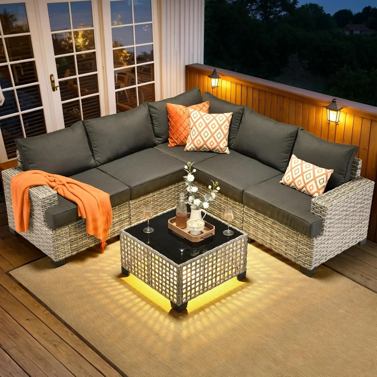 6 Piece Patio Sectional Furniture, Rattan Wicker Coversation Couch Set, Outdoor Sofa Set for Outside Porch Balcony Backyard Pool
6 Piece Patio Sectional Furniture, Rattan Wicker Coversation Couch Set, Outdoor Sofa Set for Outside Porch Balcony Backyard Pool
