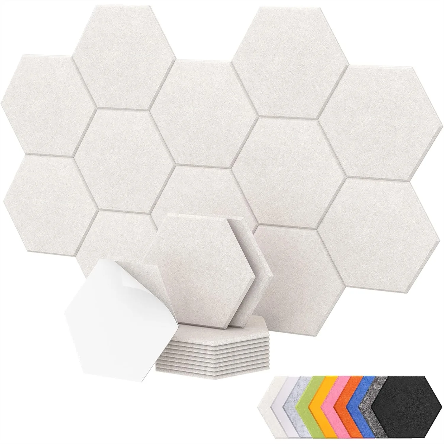 12 Pack Hexagon Acoustic Panels, 12x10x0.4 Inch Sound Absorbing Wall Panels with Peel and Stick, Beige for Studio Office Home
12 Pack Hexagon Acoustic Panels, 12x10x0.4 Inch Sound Absorbing Wall Panels with Peel and Stick, Beige for Studio Office Home
