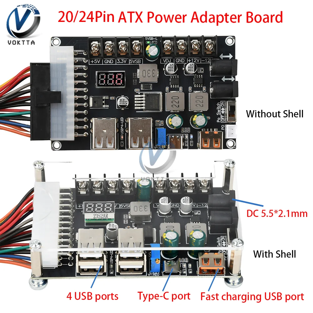 20/24Pin ATX Power Adapter Board Desktop Chassis Motherboard Control Power Module 3.3V 5V 12V VDJ Adjustable Voltage Output
20/24Pin ATX Power Adapter Board Desktop Chassis Motherboard Control Power Module 3.3V 5V 12V VDJ Adjustable Voltage Output