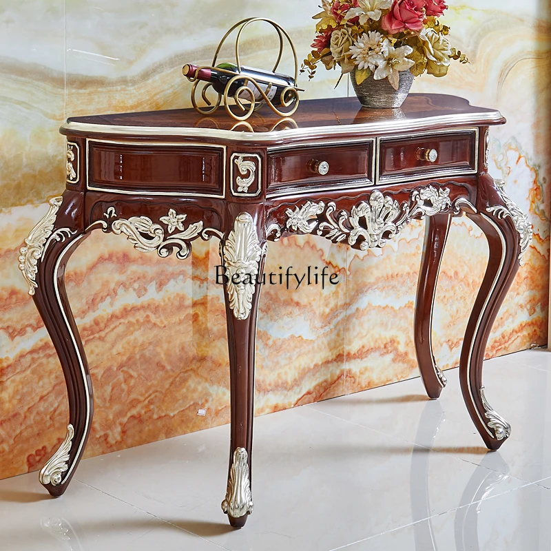 Solid wood carving flower American luxury foyer cabinet living room against the wall door decoration porch table
Solid wood carving flower American luxury foyer cabinet living room against the wall door decoration porch table