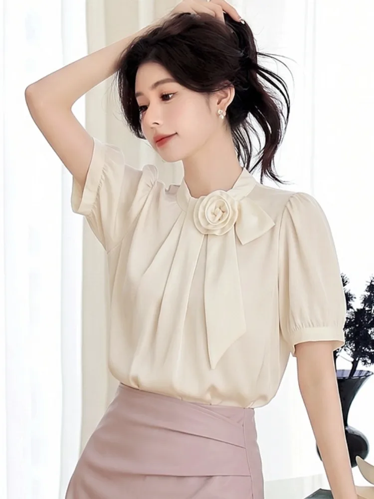 Elegant 3D Flower Short Sleeve Women's Shirt Unique Beautiful Summer High-End Feel Stylish Top Loose Fit Bubble Sleeve
Elegant 3D Flower Short Sleeve Women's Shirt Unique Beautiful Summer High-End Feel Stylish Top Loose Fit Bubble Sleeve