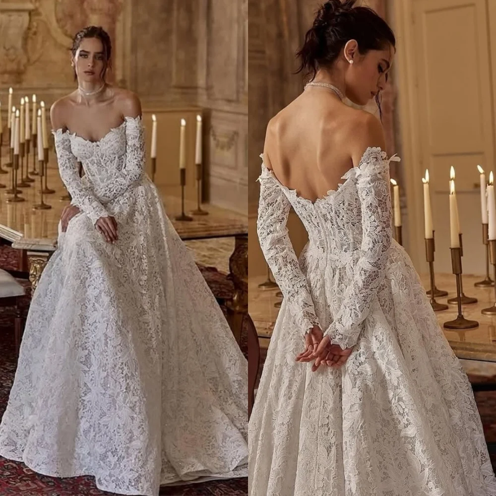 Customized Exquisite White Lace Wedding Dress Elegant Strapless Long Sleeves Bridal Gowns Chapel Train Zipper Back Dress
Customized Exquisite White Lace Wedding Dress Elegant Strapless Long Sleeves Bridal Gowns Chapel Train Zipper Back Dress