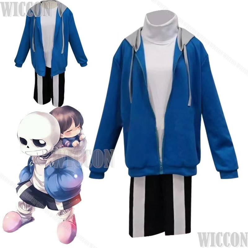 Костюм для косплея Sans Game Undertale, голубое пальто с высоким воротником, рубашка с круглым вырезом и брюки, полный комплект для женщин и мужчин
Костюм для косплея Sans Game Undertale, голубое пальто с высоким воротником, рубашка с круглым вырезом и брюки, полный комплект для женщин и мужчин