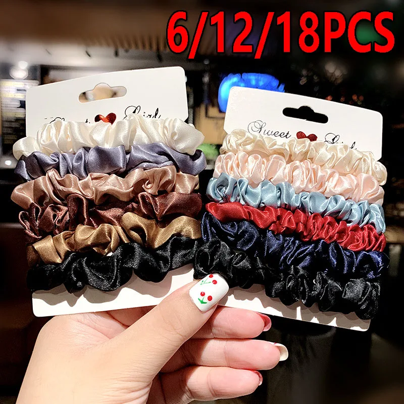 6/12/18PCS Minimalist Hair Ties Women Elegant Simulation Silk Hair Scrunchies Solid Color Elastic Loop Ponytail Hair Accessori
6/12/18PCS Minimalist Hair Ties Women Elegant Simulation Silk Hair Scrunchies Solid Color Elastic Loop Ponytail Hair Accessori