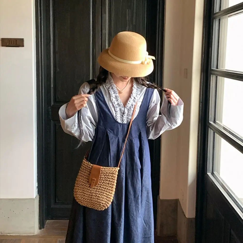 Trendy French Bow Straw Cap Beach Vacation Bucket Sun Hat Hepburn Big Brimmed Visor Basin Cap Ladies
Trendy French Bow Straw Cap Beach Vacation Bucket Sun Hat Hepburn Big Brimmed Visor Basin Cap Ladies