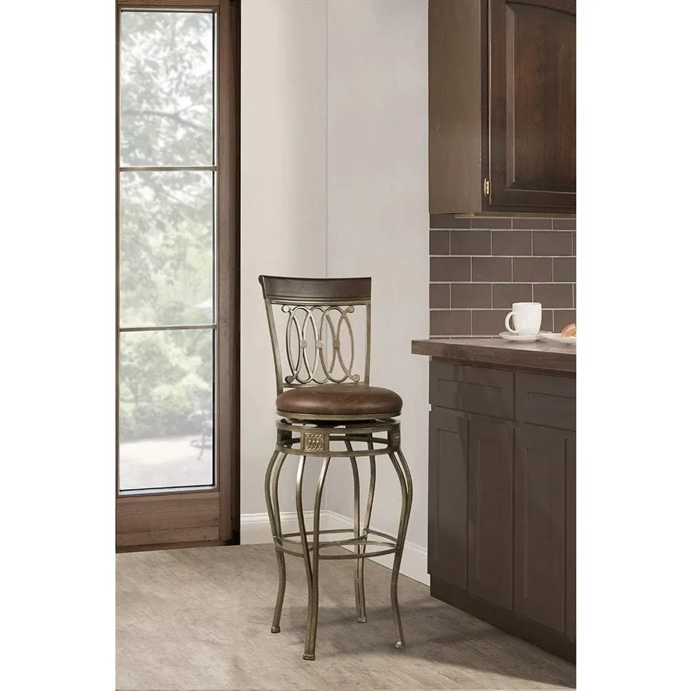 32-Inch Swivel Bar Stool Old Steel Finish With Faux Brown Leather Chair Chairs Barstool Furniture Stools
32-Inch Swivel Bar Stool Old Steel Finish With Faux Brown Leather Chair Chairs Barstool Furniture Stools