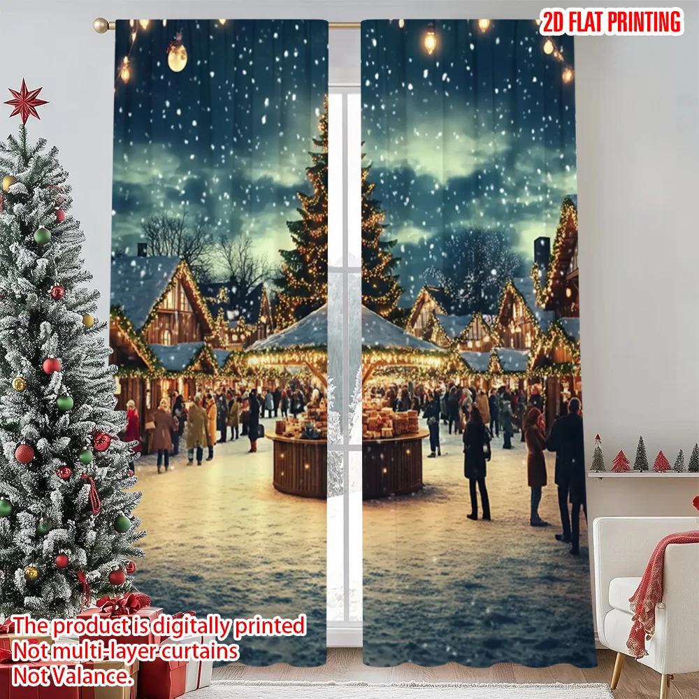 2pcs 2D flat printing Christmas Window Curtains Christmas Market Night View Durable 100% Polyester Fabric Without Electricity
2pcs 2D flat printing Christmas Window Curtains Christmas Market Night View Durable 100% Polyester Fabric Without Electricity