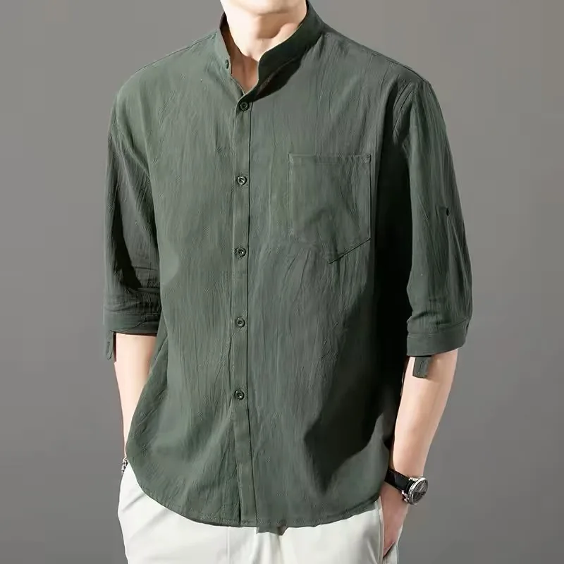 Men's Casual Loose Linen Shirt Half Sleeve Pure Color Breathable Tang Suit Versatile Comfortable Summer Thin Cotton Linen Shirt
Men's Casual Loose Linen Shirt Half Sleeve Pure Color Breathable Tang Suit Versatile Comfortable Summer Thin Cotton Linen Shirt