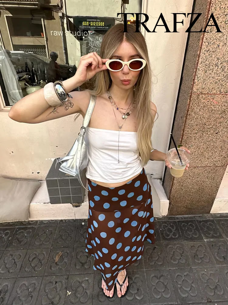 TRAFZA Women Summer Vintage Polka Dots Suit Sleeveless With Scarf Halter Neck Backless Top+High Waist Asymmetric Y2K Sexy Skirt
TRAFZA Women Summer Vintage Polka Dots Suit Sleeveless With Scarf Halter Neck Backless Top+High Waist Asymmetric Y2K Sexy Skirt