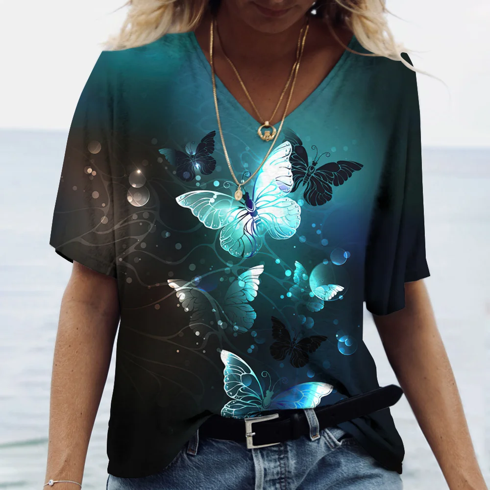Summer Womens Butterfly 3D Print Graphic T Shirts Fashion V-Neck Tees Tops Casual Female Street Short Sleeve Harajuku Clothing
Summer Womens Butterfly 3D Print Graphic T Shirts Fashion V-Neck Tees Tops Casual Female Street Short Sleeve Harajuku Clothing