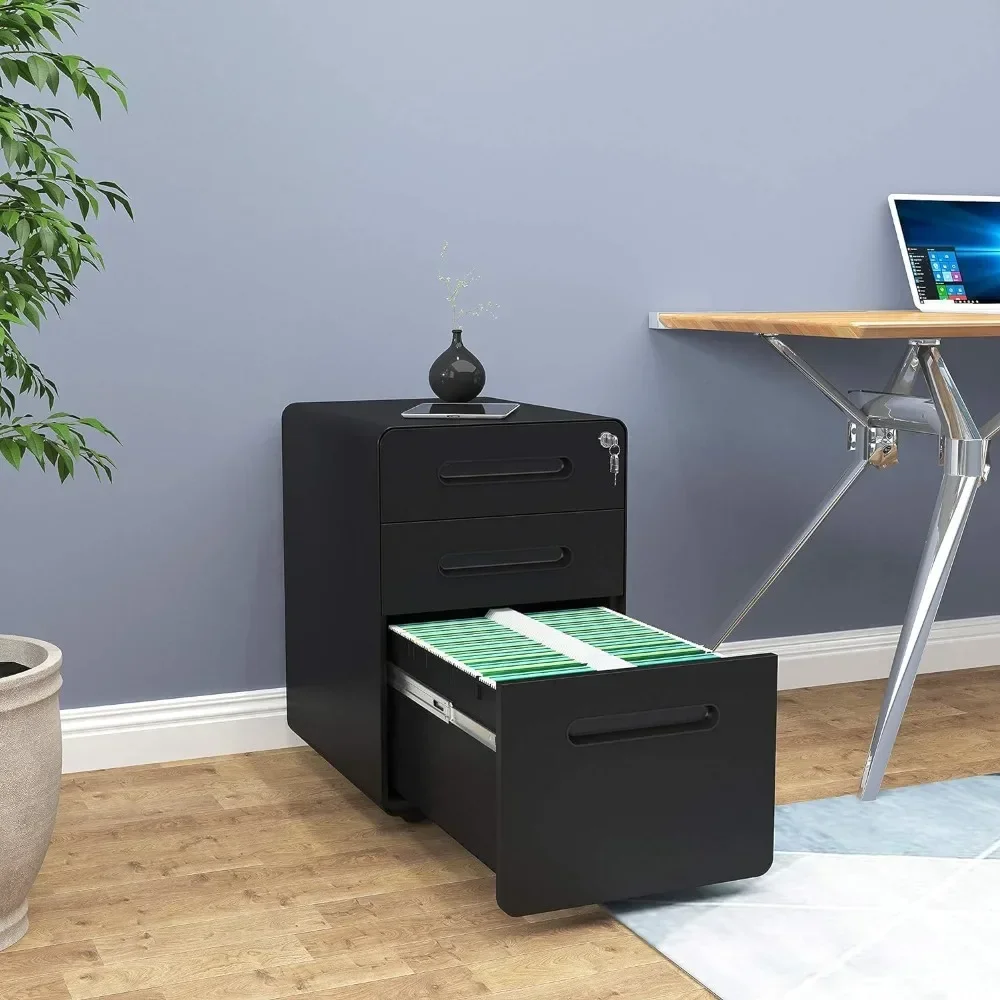 3-Drawer Rolling File Cabinet, Metal Mobil with Lock, Filing Cabinet Under Desk fits Legal/A4 Size Fully Assembled-Black
3-Drawer Rolling File Cabinet, Metal Mobil with Lock, Filing Cabinet Under Desk fits Legal/A4 Size Fully Assembled-Black