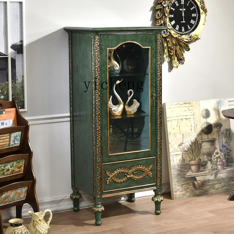 solid wood wine cabinet single door storage retro glass door malachite green living room display cabinet
solid wood wine cabinet single door storage retro glass door malachite green living room display cabinet