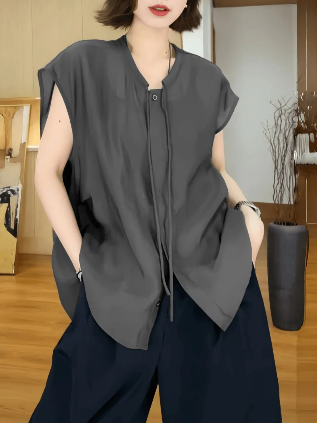 plus Size Fashionable Design Belted Shirt Women Summer Loose Slimming Thin Short Sleeve Top Comfortable Breathable Loose Fit
plus Size Fashionable Design Belted Shirt Women Summer Loose Slimming Thin Short Sleeve Top Comfortable Breathable Loose Fit