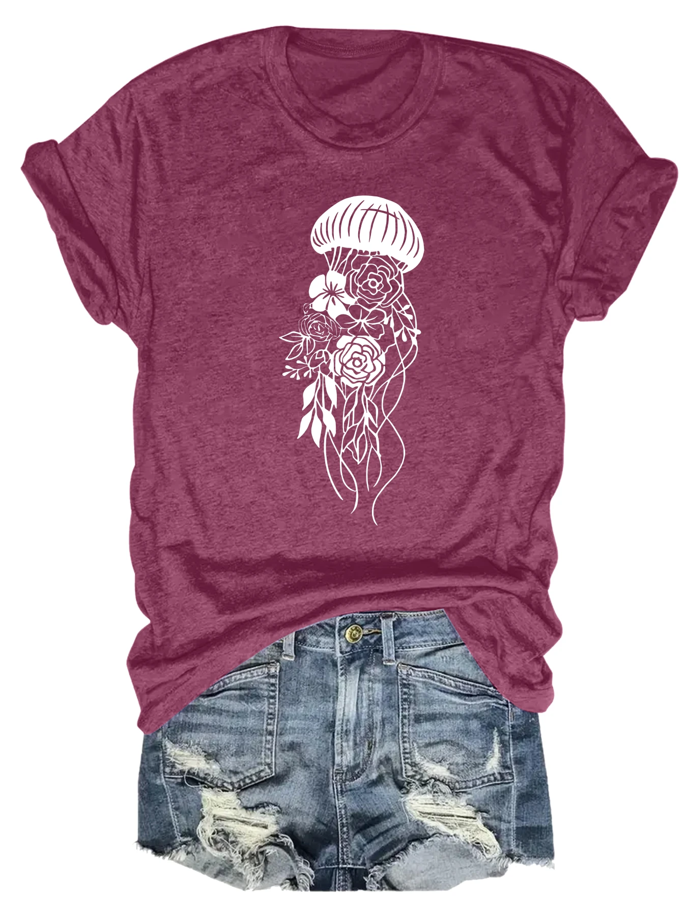 Plus size women's short sleeve T-shirt Jellyfish Floral Design Print breathable fabric summer outfit women's clothing
Plus size women's short sleeve T-shirt Jellyfish Floral Design Print breathable fabric summer outfit women's clothing