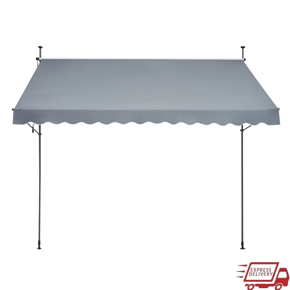 Outdoor Retractable Awning 138 x 47 Inch Manual Sunshade Canopy with Crank Handle Height Adjustable Waterproof UV Protection
Outdoor Retractable Awning 138 x 47 Inch Manual Sunshade Canopy with Crank Handle Height Adjustable Waterproof UV Protection