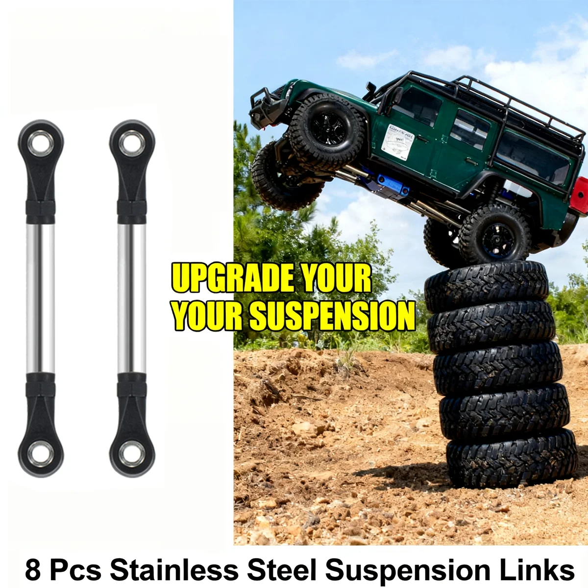 8 шт., набор звеньев TRX4M из нержавеющей стали для 1/18 RC Crawler TRX4-M, шасси Defender Bronco, подвеска, детали для обновления с высоким зазором 
8 шт., набор звеньев TRX4M из нержавеющей стали для 1/18 RC Crawler TRX4-M, шасси Defender Bronco, подвеска, детали для обновления с высоким зазором