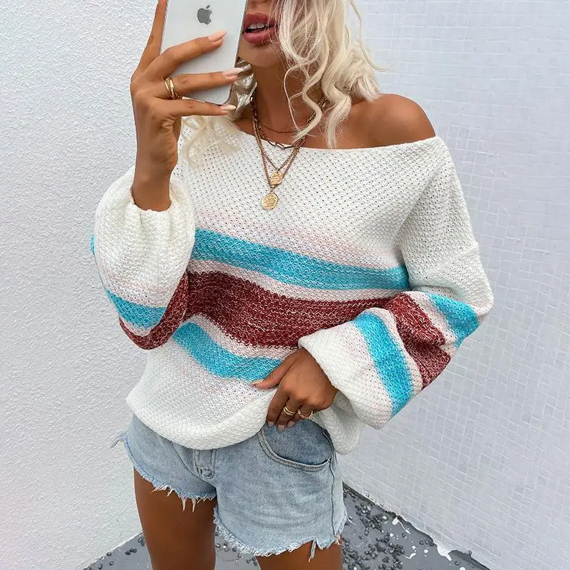 Rainbow Stripes Color Blo Women's Sweater Sweet Sle Long Sve Knitted Top for Autumn Winter New Arrival
Rainbow Stripes Color Blo Women's Sweater Sweet Sle Long Sve Knitted Top for Autumn Winter New Arrival