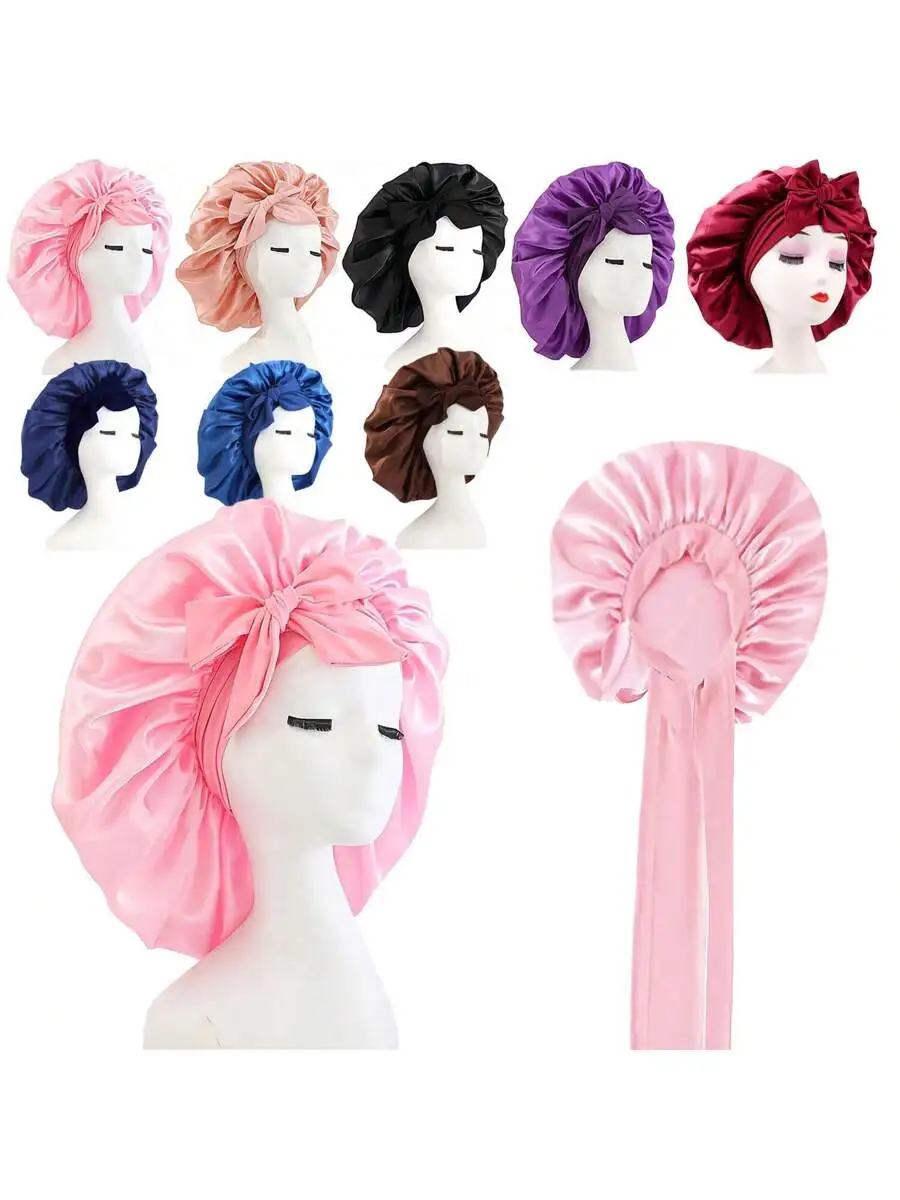 Silk Satin Sleep Bonnet Hair Cap For Women With Bow Knot
Silk Satin Sleep Bonnet Hair Cap For Women With Bow Knot
