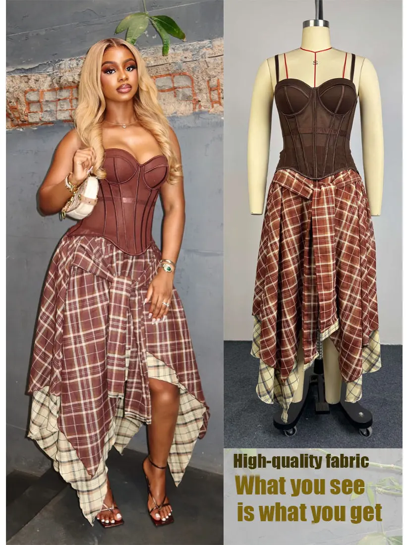 Women's Plaid Asymmetric High Waist Skirt And Crop Top Slim Fit Set Fashionable Spring Outfit Short Length Midi Skirt
Women's Plaid Asymmetric High Waist Skirt And Crop Top Slim Fit Set Fashionable Spring Outfit Short Length Midi Skirt