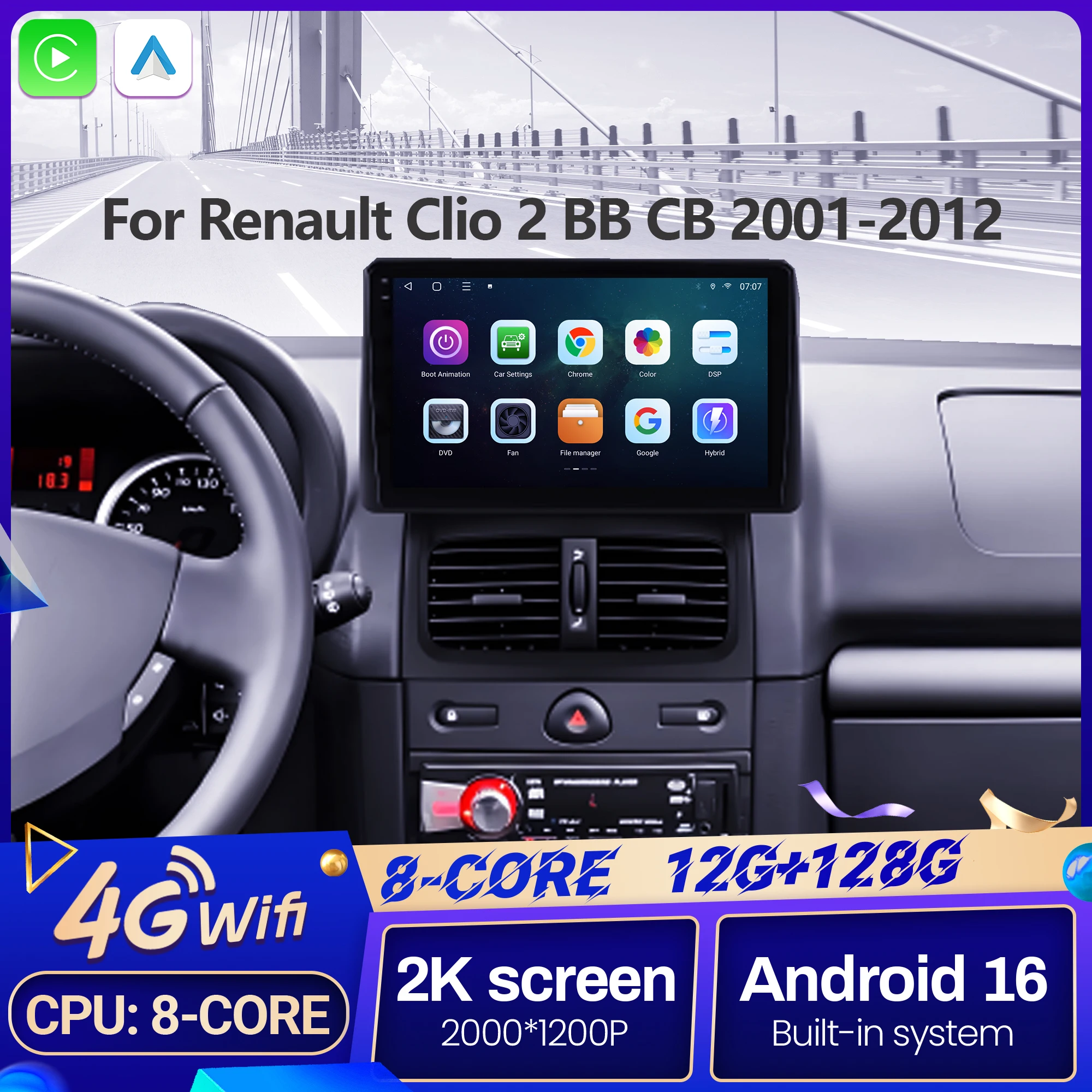 9" For Renault Clio 2 BB CB 2001-2012 Car Multimedia Radio Android 16 System BT Carplay Android Auto 2K QLED Screen GPS 5G WIFI
9" For Renault Clio 2 BB CB 2001-2012 Car Multimedia Radio Android 16 System BT Carplay Android Auto 2K QLED Screen GPS 5G WIFI
