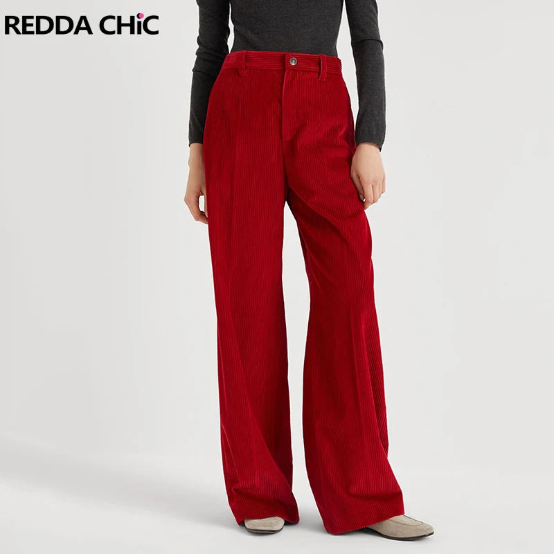 REDDACHiC Corduroy Red Pants for Women Minimalist Solid Casual Wide Leg High Waist Trousers Office Work Female Vintage Clothes
REDDACHiC Corduroy Red Pants for Women Minimalist Solid Casual Wide Leg High Waist Trousers Office Work Female Vintage Clothes