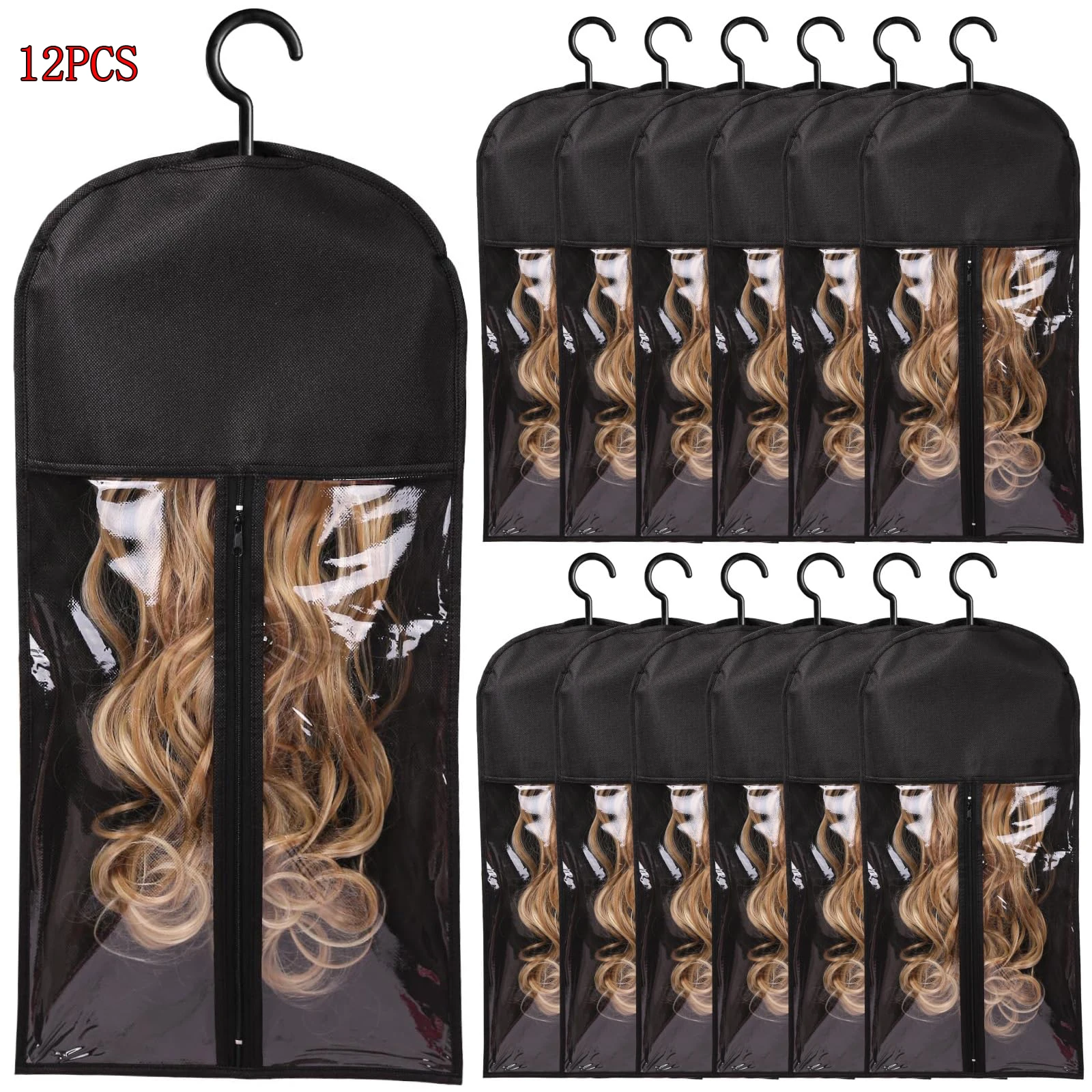 12PCS Portable Wig Bag with Hanger Wig Storage Bag Dust-proof Storage Bag Wig Styling Rack Suitable for Travel
12PCS Portable Wig Bag with Hanger Wig Storage Bag Dust-proof Storage Bag Wig Styling Rack Suitable for Travel