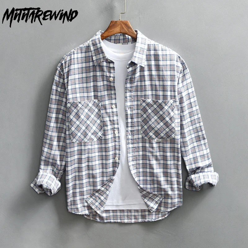 Harajuku Men Plaid Shirt Long Sleeve Spring Casual Workwear New in Shirts Pockets Brushed Shirt Pure Cotton Loose Shirts Simple
Harajuku Men Plaid Shirt Long Sleeve Spring Casual Workwear New in Shirts Pockets Brushed Shirt Pure Cotton Loose Shirts Simple