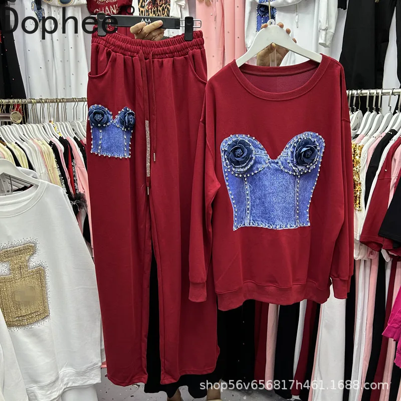 American Street Women Hoodie Sets 3d Flowers Diamonds O-neck Long Sleeve Pullover Top + Drawstring Elastic Waist Sweat Pants
American Street Women Hoodie Sets 3d Flowers Diamonds O-neck Long Sleeve Pullover Top + Drawstring Elastic Waist Sweat Pants