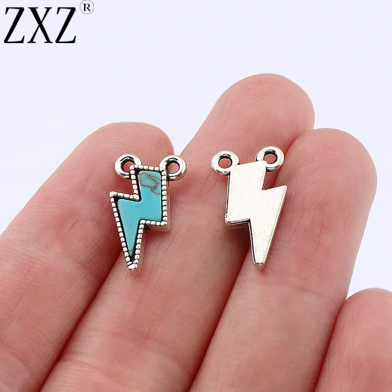 ZXZ 10pcs Antique Silver Lightning Bolt Faux Turquoise Stone Charms Pendants For Necklace Bracelet Jewelry Making
ZXZ 10pcs Antique Silver Lightning Bolt Faux Turquoise Stone Charms Pendants For Necklace Bracelet Jewelry Making