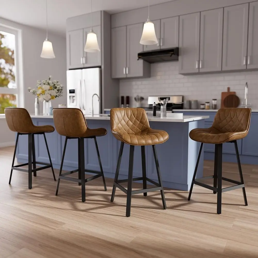 Stools Set of 4, 26 Inch Counter Height Bar Stools with Back and ExtraWide HeavyGauge Metal Legs, Modern Faux Leather Upholster
Stools Set of 4, 26 Inch Counter Height Bar Stools with Back and ExtraWide HeavyGauge Metal Legs, Modern Faux Leather Upholster