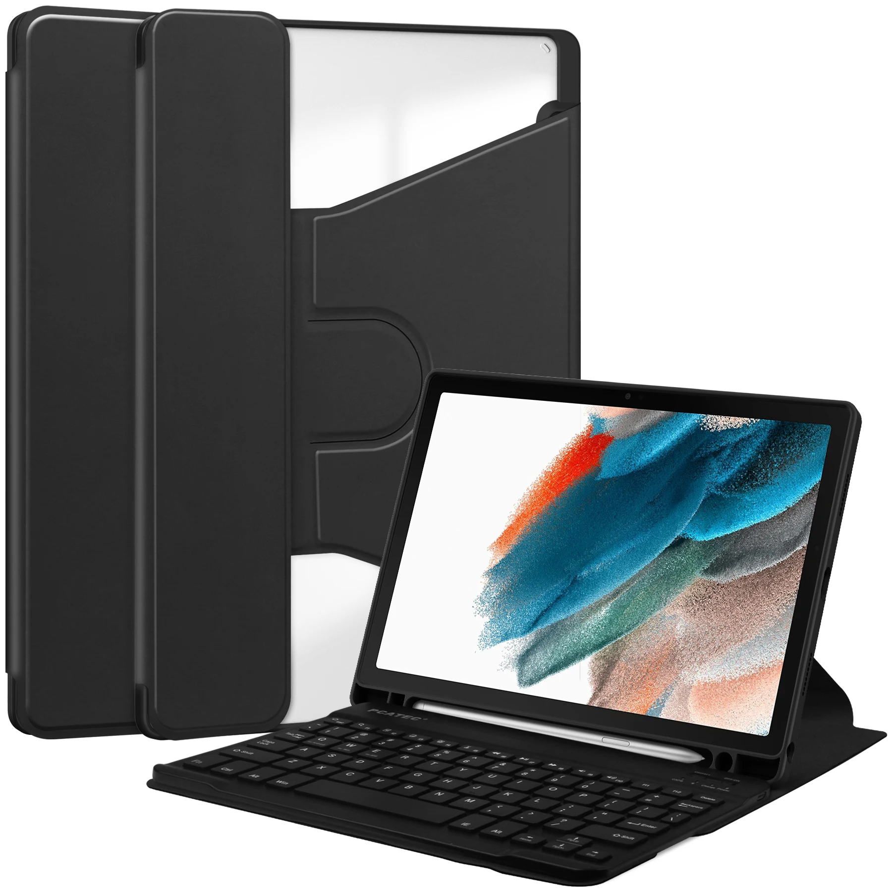 For Samsung Galaxy Tab A8 10.5 (2021) / (2022) Case Rotary Stand Tablet Cover with Bluetooth-compatible Keyboard - Black
For Samsung Galaxy Tab A8 10.5 (2021) / (2022) Case Rotary Stand Tablet Cover with Bluetooth-compatible Keyboard - Black