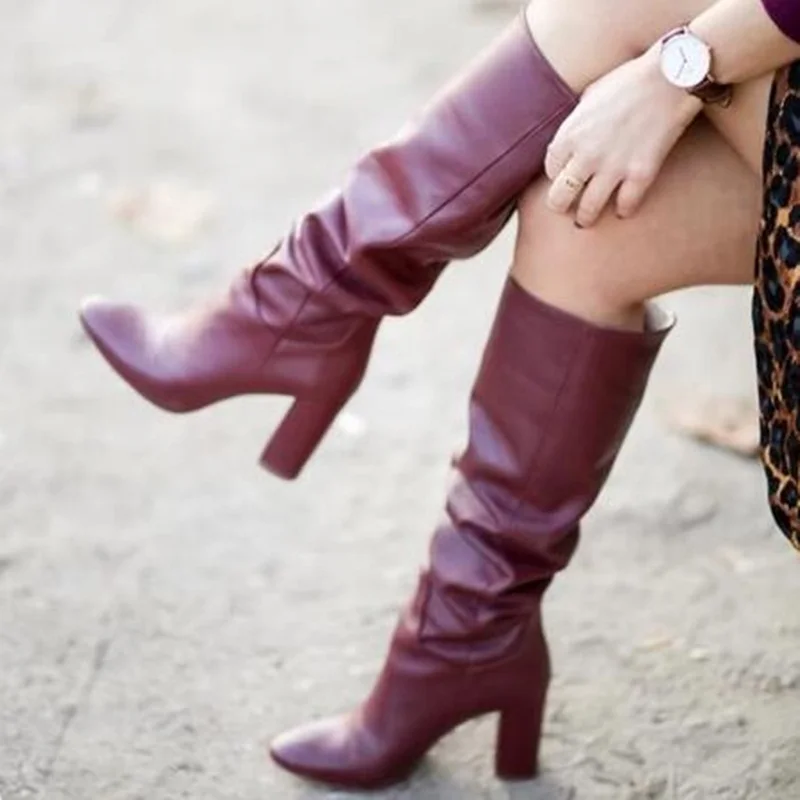 Soft Burgundy Chunky Boots Round Toe Slip On Matte Leather Women Winter Long Boots High Quality Fashion Modern Boots
Soft Burgundy Chunky Boots Round Toe Slip On Matte Leather Women Winter Long Boots High Quality Fashion Modern Boots