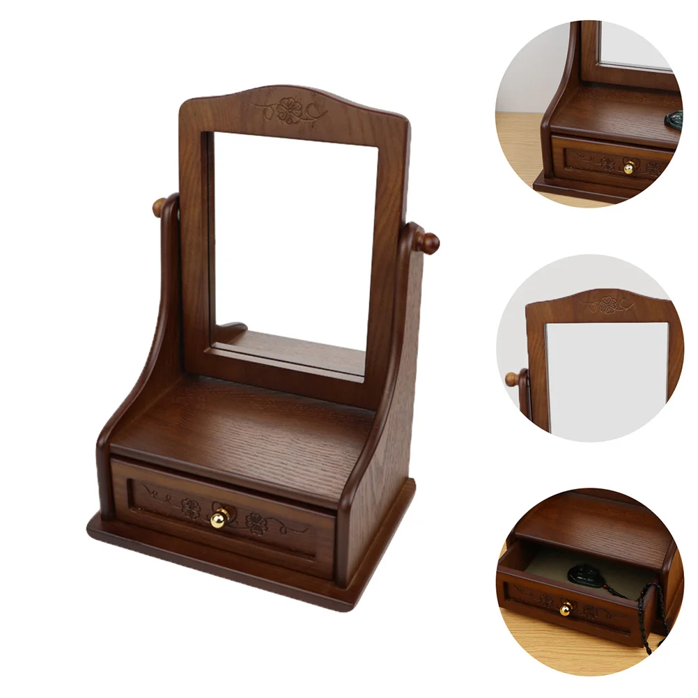 Retro Makeup Mirror Vintage Degree Adjustable Multi Functional Table Standable Mirror with Unique Wooden Pull Handle
Retro Makeup Mirror Vintage Degree Adjustable Multi Functional Table Standable Mirror with Unique Wooden Pull Handle