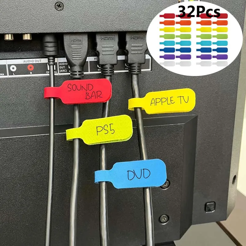 32Pcs Cable Labels Tags for Cable Management Colorful Waterproof Cord Labels Tags for Wire Labels Self Adhesive Tear Resistant
32Pcs Cable Labels Tags for Cable Management Colorful Waterproof Cord Labels Tags for Wire Labels Self Adhesive Tear Resistant