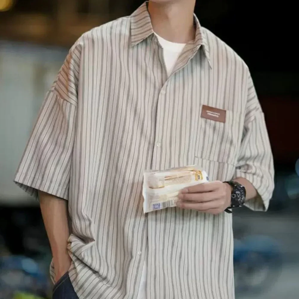 Summer Wear For Streetwear Men Summer Shirt All-match Shirt Slight Stretch Vertical Striped Pattern Casual Style
Summer Wear For Streetwear Men Summer Shirt All-match Shirt Slight Stretch Vertical Striped Pattern Casual Style