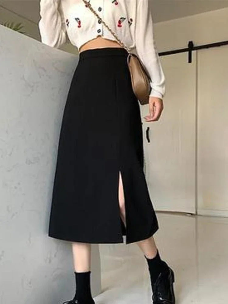 Black Skirts Women Mid-calf College A-line High Waist Korean Style OL All-match Friends Streetwear Chic Female Bottom
Black Skirts Women Mid-calf College A-line High Waist Korean Style OL All-match Friends Streetwear Chic Female Bottom