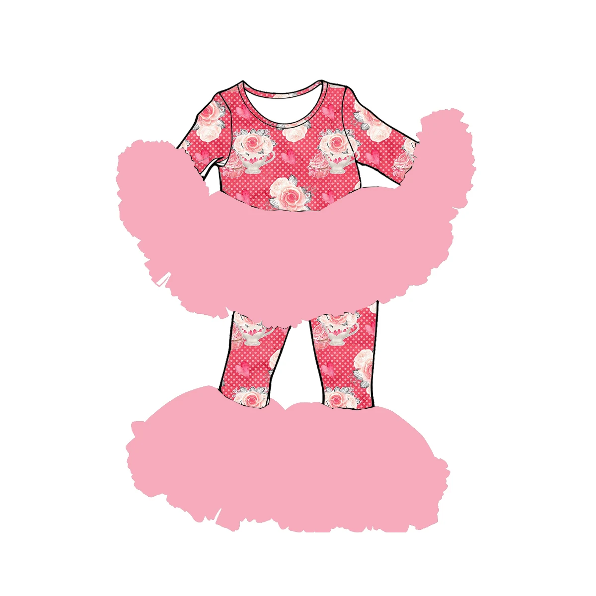 Bby Tot double-layer mesh long-sleeved pants set girls' Valentine's Day cake and flower print milk silk custom wholesale
Bby Tot double-layer mesh long-sleeved pants set girls' Valentine's Day cake and flower print milk silk custom wholesale