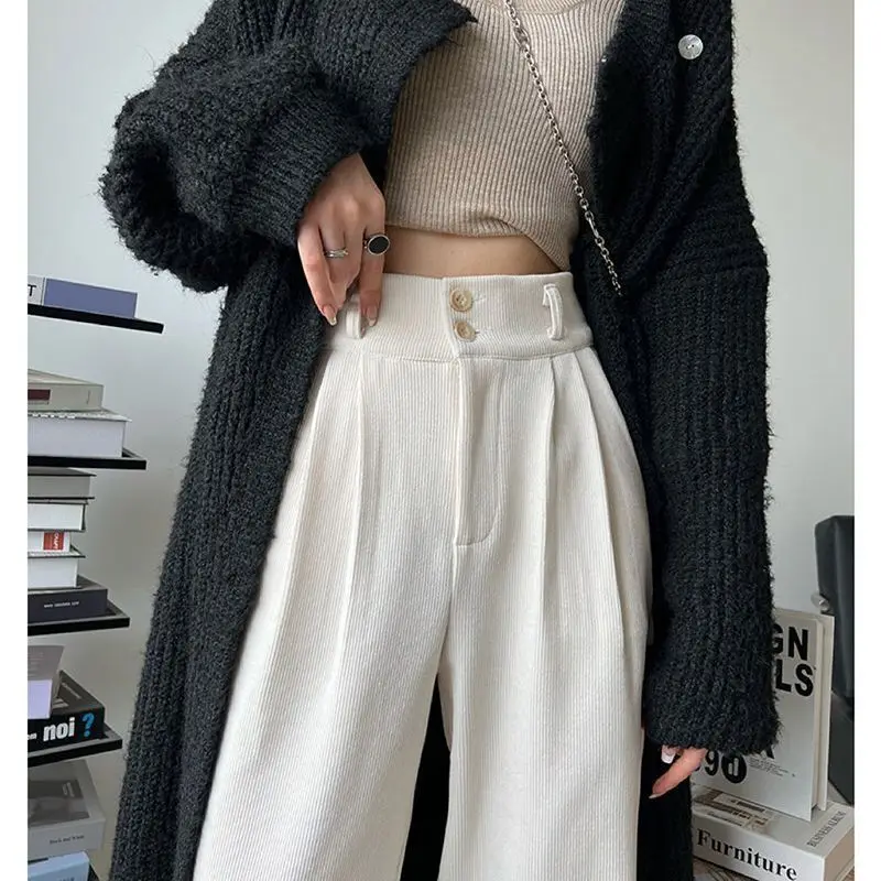 Autumn Winter New Fashion High Waist Solid Button Corduroy Women's Clothing All-match Pocket Korean Pockets Straight Chic Pants
Autumn Winter New Fashion High Waist Solid Button Corduroy Women's Clothing All-match Pocket Korean Pockets Straight Chic Pants