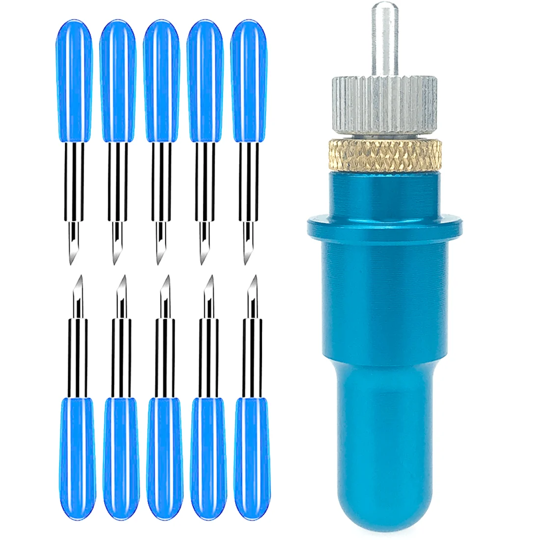 Deep Point 10pcs 60 Degree Plotter Blade Vinyl Cutter for Graphtec Silhouette Cameo 3 Portrait 2 + 1pc 14mm Blade Holder Blue
Deep Point 10pcs 60 Degree Plotter Blade Vinyl Cutter for Graphtec Silhouette Cameo 3 Portrait 2 + 1pc 14mm Blade Holder Blue