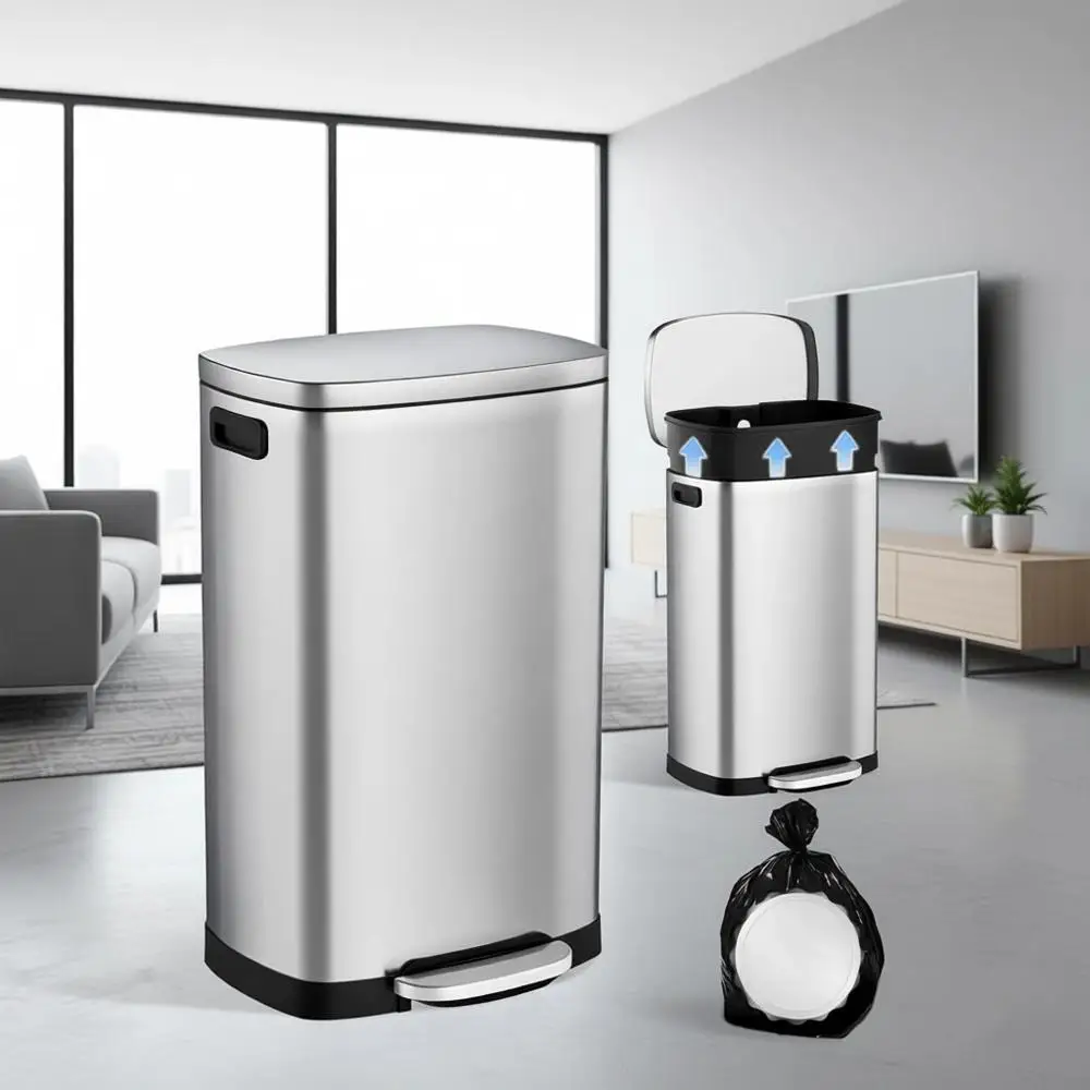 13 Gallon Stainless Steel Pedal Trash Can with Lid, 50L Capacity, Removable Bucket, Suitable for Home and Office
13 Gallon Stainless Steel Pedal Trash Can with Lid, 50L Capacity, Removable Bucket, Suitable for Home and Office