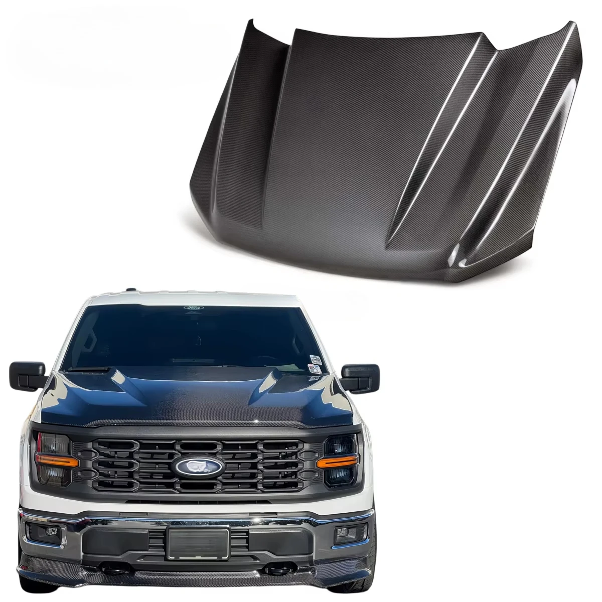 Carbon Fiber Front Hood Bonnet Direct Replacement for Ford F-150 Pickup Truck 2021-2025
Carbon Fiber Front Hood Bonnet Direct Replacement for Ford F-150 Pickup Truck 2021-2025