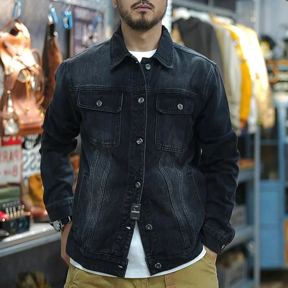 Фунт 2026, новая облегающая корейская версия модного мужского черного джинсового топа в стиле ретро 
Фунт 2026, новая облегающая корейская версия модного мужского черного джинсового топа в стиле ретро