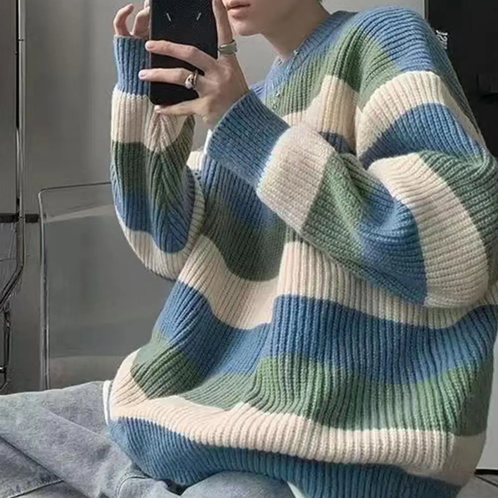 Long Sleeve Striped Sweater Men's Striped Colorblock Knitted Sweater Thick Warm O Neck Pullover for Fall Winter Soft Long Sleeve
Long Sleeve Striped Sweater Men's Striped Colorblock Knitted Sweater Thick Warm O Neck Pullover for Fall Winter Soft Long Sleeve