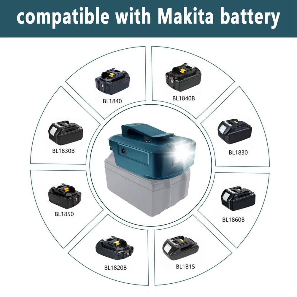 Battery Adapter For Ma-Kita 18V ADP05 With Belt Clip & USB & 12V DC Port & Type C Connector & 3W LED Torch
Battery Adapter For Ma-Kita 18V ADP05 With Belt Clip & USB & 12V DC Port & Type C Connector & 3W LED Torch