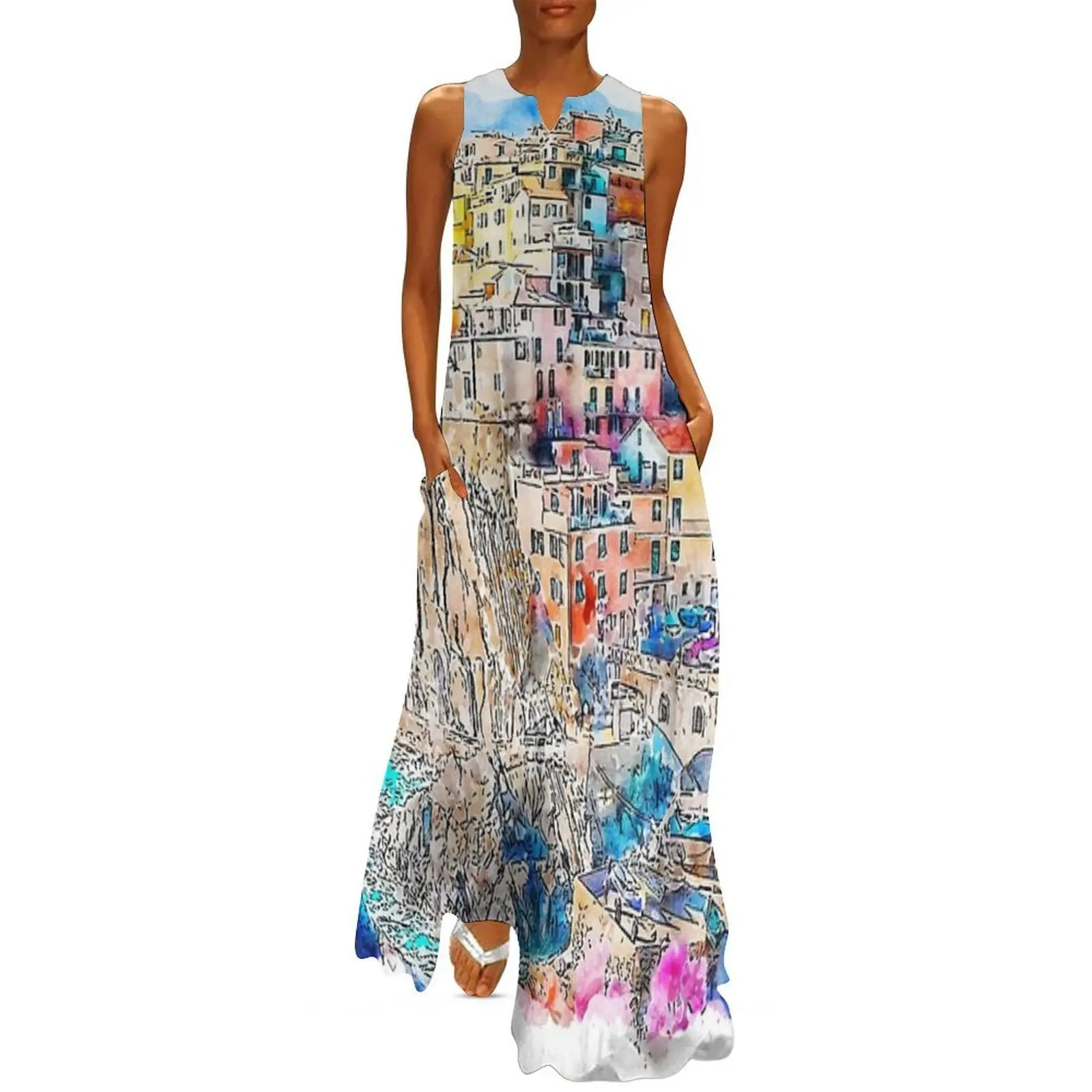 View of Manarola Italy Watercolor Long Dress summer dresses womens 2025 summer dress daily Dress for girls
View of Manarola Italy Watercolor Long Dress summer dresses womens 2025 summer dress daily Dress for girls