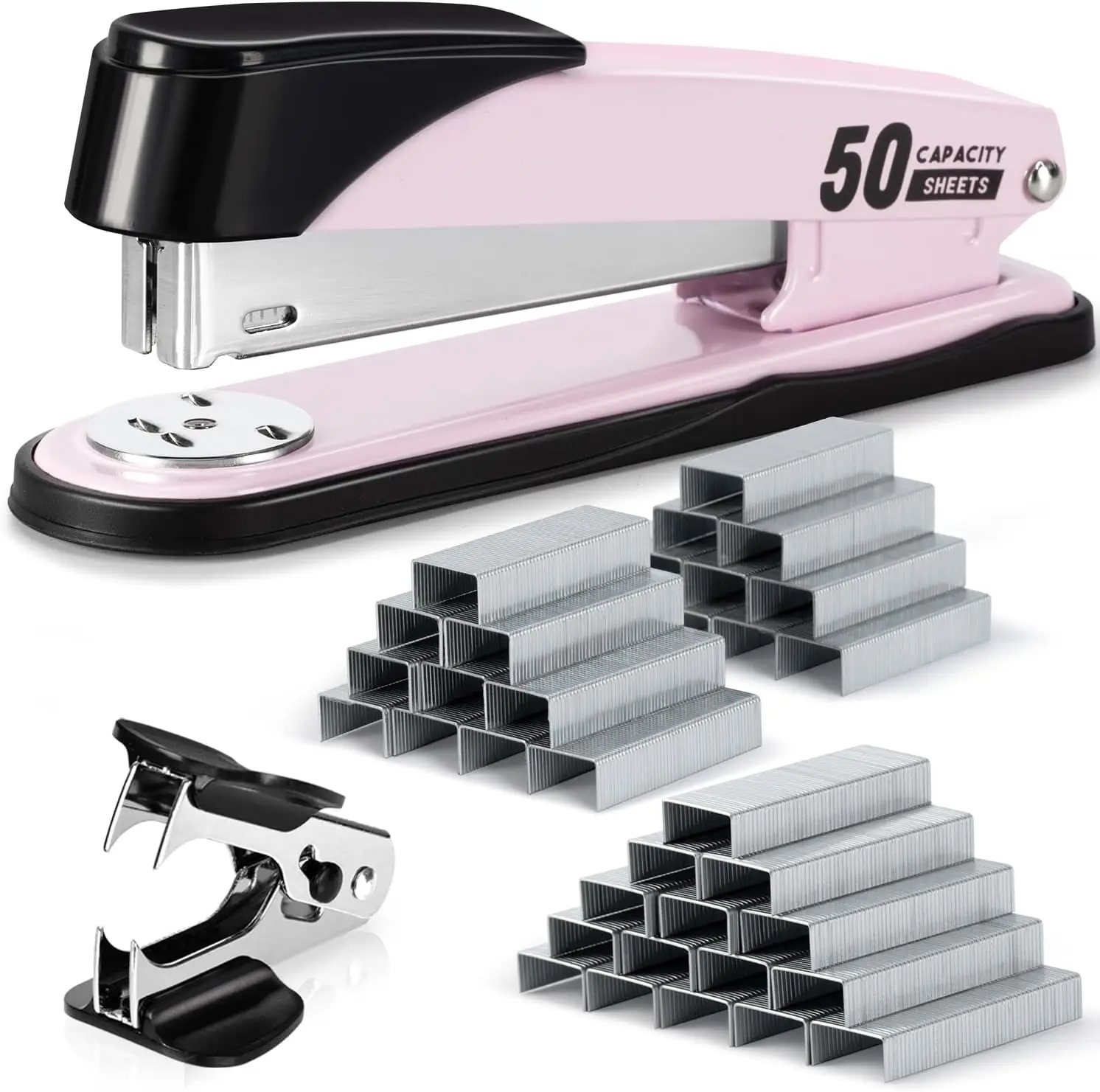 Heavy Duty Stapler with 2000 Staples and Remover, 50 Sheet Capacity No Jam for Office Classroom Desk, Pink
Heavy Duty Stapler with 2000 Staples and Remover, 50 Sheet Capacity No Jam for Office Classroom Desk, Pink