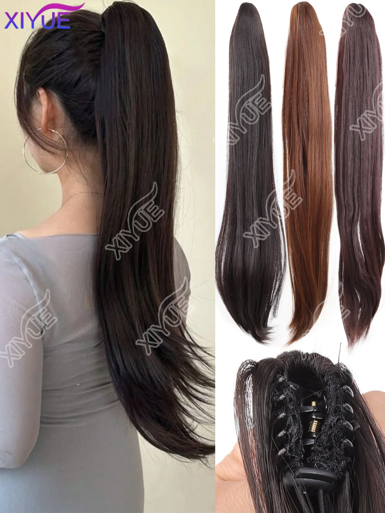 XIYUE Synthetic High ponytail anti-flop claw clip wig invisible and natural Long Straight Grab Clip In Ponytail Hair
XIYUE Synthetic High ponytail anti-flop claw clip wig invisible and natural Long Straight Grab Clip In Ponytail Hair