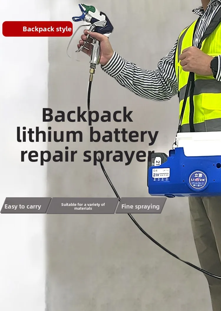 Рюкзак DIY Распылитель Ручная краска Латексная краска Портативный распылитель высокого давления Машина для ремонта стен с литиевой батареей
Рюкзак DIY Распылитель Ручная краска Латексная краска Портативный распылитель высокого давления Машина для ремонта стен с литиевой батареей